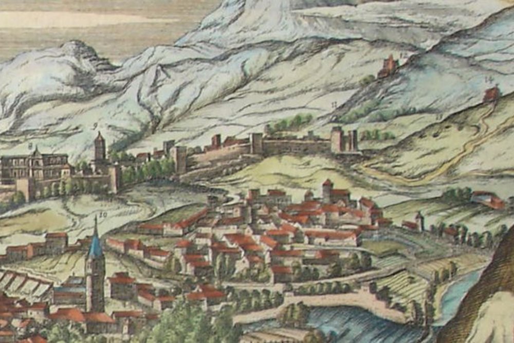 Vista de Hoefnagel de Granada desde el Oeste (1565)